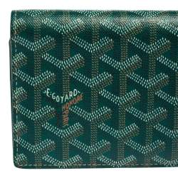 Pre Owned Goyard Green Goyardine Coated Canvas and Leather Richelieu Wallet