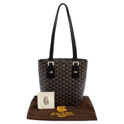 Pre Owned Goyard Black Goyardine Coated Canvas Marie Galante PM Bag
