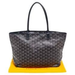 Pre Owned Goyard Black Goyardine Coated Canvas and Leather Artois Pm Tote