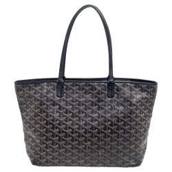 Pre Owned Goyard Black Goyardine Coated Canvas and Leather Artois Pm Tote