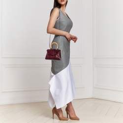 Goyard Burgundy Alligator Mini Saigon Top Handle Bag