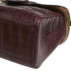 Goyard Burgundy Alligator Mini Saigon Top Handle Bag