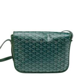 Goyard Green Goyardine Coated Canvas and Leather Belvedere MM Bag