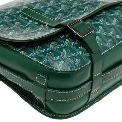 Goyard Green Goyardine Coated Canvas and Leather Belvedere MM Bag