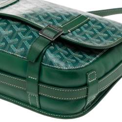 Goyard Green Goyardine Coated Canvas and Leather Belvedere MM Bag