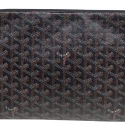 Pre Owned Goyard Brown Goyardine Coated Canvas Senat MM Clutch