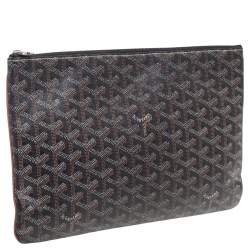 Pre Owned Goyard Brown Goyardine Coated Canvas Senat MM Clutch