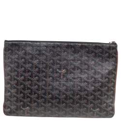 Pre Owned Goyard Brown Goyardine Coated Canvas Senat MM Clutch