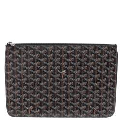 Pre Owned Goyard Brown Goyardine Coated Canvas Senat MM Clutch