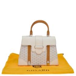 Pre Owned Goyard White Goyardine Coated Canvas and Leather Saigon MM Top Handle Bag