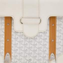 Pre Owned Goyard White Goyardine Coated Canvas and Leather Saigon MM Top Handle Bag