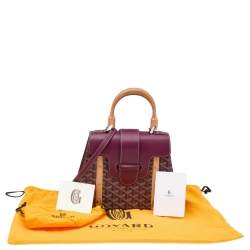 Pre Owned Goyard Burgundy Goyardine Coated Canvas And Leather Saigon PM Top Handle Bag
