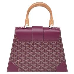 Pre Owned Goyard Burgundy Goyardine Coated Canvas And Leather Saigon PM Top Handle Bag