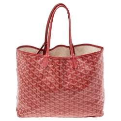 Pre Owned Goyard Red Coated Canvas Saint Louis PM Tote