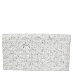 Pre Owned Goyard White Goyardine Coated Canvas Richelieu Wallet