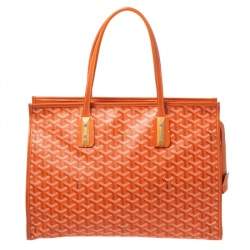 Pre Owned Goyard Orange Goyardine Coated Canvas and Leather Marquises Tote