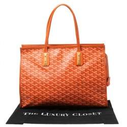 Pre Owned Goyard Orange Goyardine Coated Canvas and Leather Marquises Tote