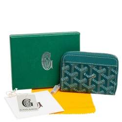 Pre Owned Goyard Green Coated Canvas Goyardine Coin Purse