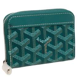 Pre Owned Goyard Green Coated Canvas Goyardine Coin Purse