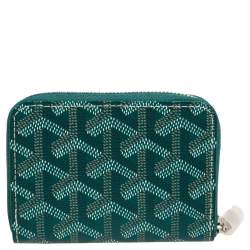Pre Owned Goyard Green Coated Canvas Goyardine Coin Purse