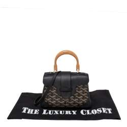 Pre Owned Goyard Black Goyardine Canvas and Leather Mini Saigon Top Handle Bag