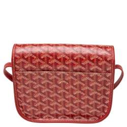 Pre Owned Goyard Red Goyardine Coated Canvas and Leather Belvedere PM Bag