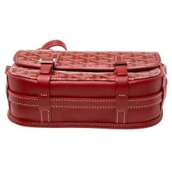 Pre Owned Goyard Red Goyardine Coated Canvas and Leather Belvedere PM Bag