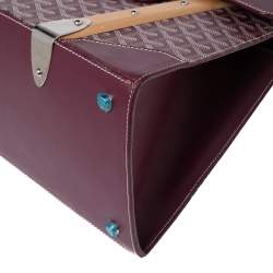 Pre Owned Goyard Burgundy Coated Canvas and Leather Saigon Top Handle Bag