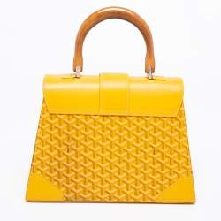 Pre Owned Goyard Yellow Goyardine Coated Canvas and Leather Saigon MM Top Handle Bag