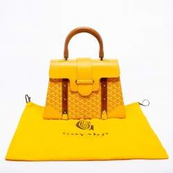 Pre Owned Goyard Yellow Goyardine Coated Canvas and Leather Saigon MM Top Handle Bag