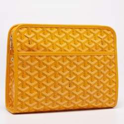 Pre Owned Goyard Yellow Goyardine Coated Canvas Jouvence MM Toiletry Pouch
