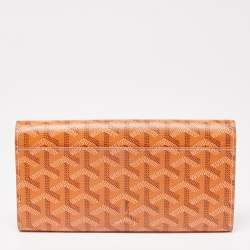 Pre Owned Goyard Orange Goyardine Coated Canvas Varenne Continental Wallet