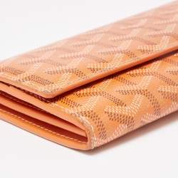 Pre Owned Goyard Orange Goyardine Coated Canvas Varenne Continental Wallet