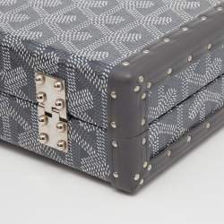 Pre Owned Goyard Grey Leather And Coated Canvas Minaudiere Bag