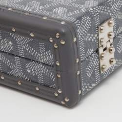 Pre Owned Goyard Grey Leather And Coated Canvas Minaudiere Bag