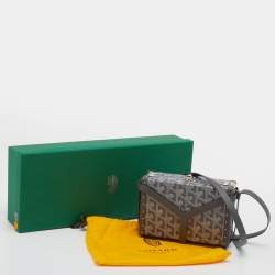 Pre Owned Goyard Grey Leather And Coated Canvas Minaudiere Bag