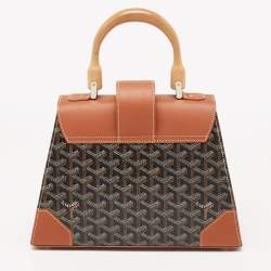 Pre Owned Goyard Brown Goyardine Coated Canvas and Leather Saigon PM Top Handle Bag