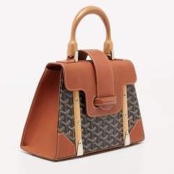 Pre Owned Goyard Brown Goyardine Coated Canvas and Leather Saigon PM Top Handle Bag