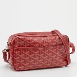 Pre Owned Goyard Red Goyardine Coated Canvas Sac Cap Vert Crossbody Bag