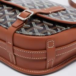 Pre Owned Goyard Tan Goyardine Coated Canvas and Leather Belvedere PM Bag