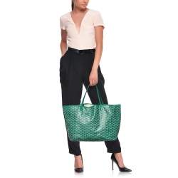 GOYARD Tote Bag Pouch SAINT LOUIS GM Green Woman Shopping Purse
