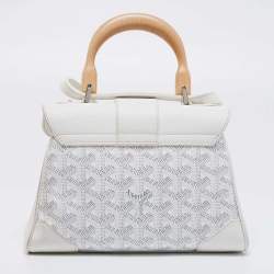 Pre Owned Goyard White Goyardine Coated Canvas and Leather Mini Saigon Top Handle Bag