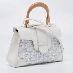 Pre Owned Goyard White Goyardine Coated Canvas and Leather Mini Saigon Top Handle Bag