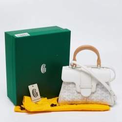 Pre Owned Goyard White Goyardine Coated Canvas and Leather Mini Saigon Top Handle Bag