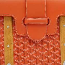 Pre Owned Goyard Orange Goyardine Coated Canvas And Leather Saigon MM Top Handle Bag