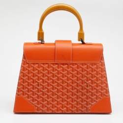 Pre Owned Goyard Orange Goyardine Coated Canvas And Leather Saigon MM Top Handle Bag