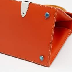 Pre Owned Goyard Orange Goyardine Coated Canvas And Leather Saigon MM Top Handle Bag