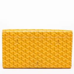 Pre Owned Goyard Yellow Goyardine Coated Canvas Monte Carlo Bois Clutch
