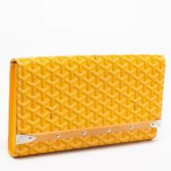 Pre Owned Goyard Yellow Goyardine Coated Canvas Monte Carlo Bois Clutch