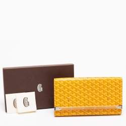 Pre Owned Goyard Yellow Goyardine Coated Canvas Monte Carlo Bois Clutch